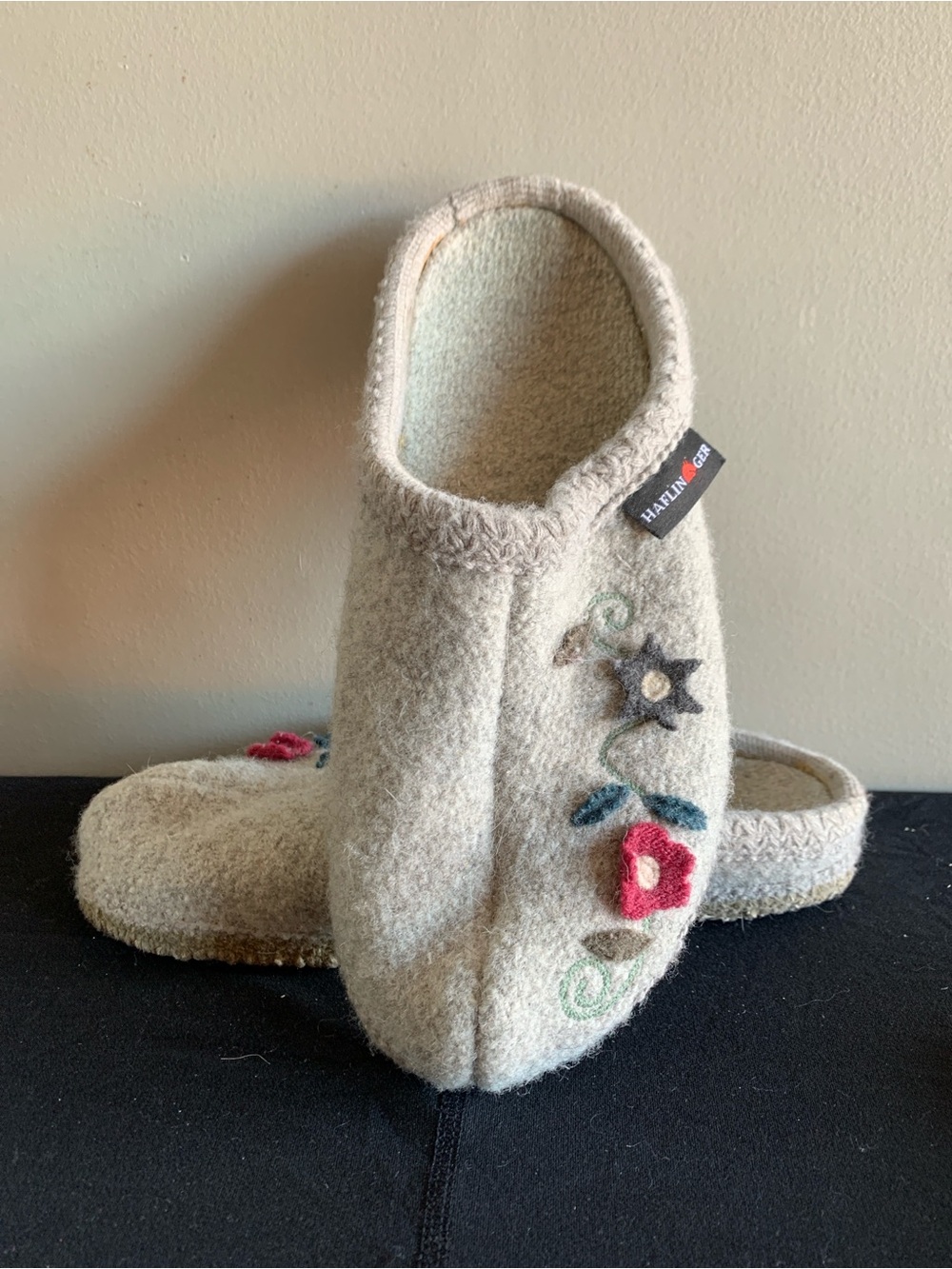 Haflinger Wool Felt Embroidered House Slippers
